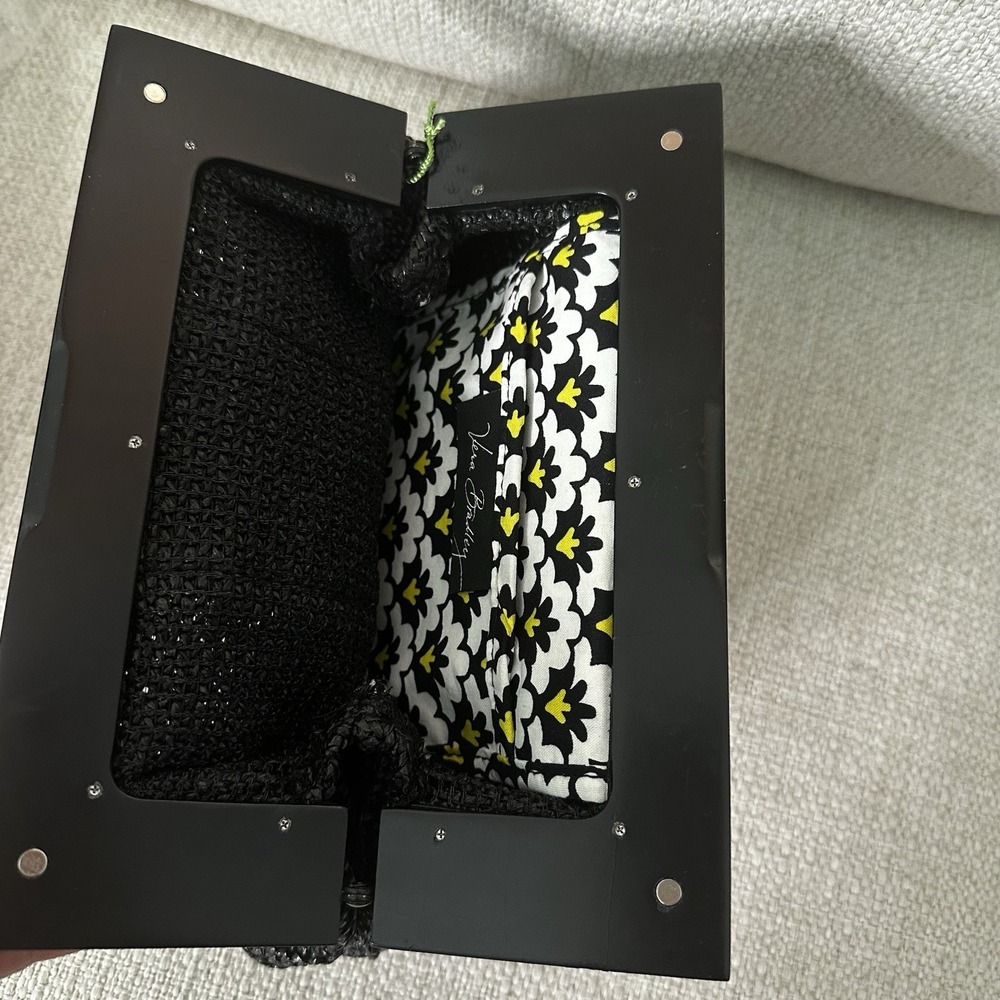 Vera Bradley Black And White Straw Clutch Bag - Picture 7 of 8